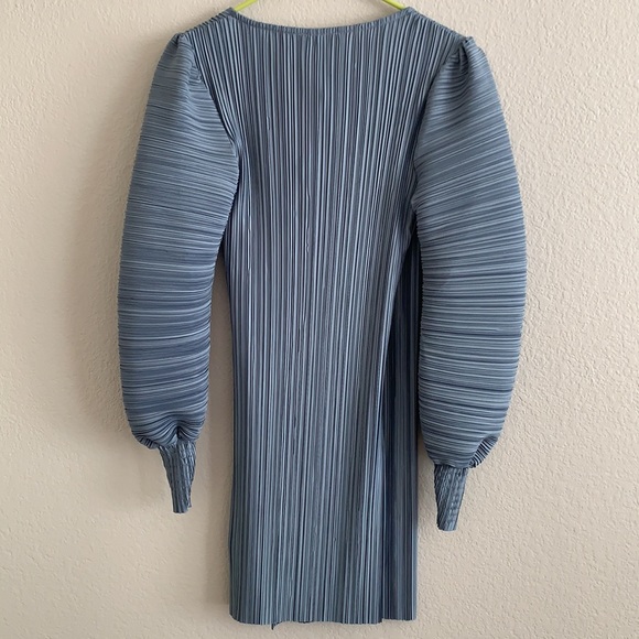 TOPSHOP V-NECK LONG SLEEVE WRAP MIDI DRESS - Picture 2 of 6